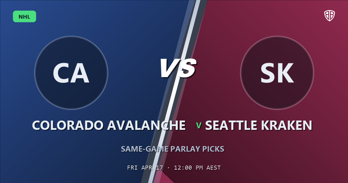 Colorado Avalanche vs Seattle Kraken Prediction & Same Game Parlay picks (Top SGP): Analytics Breakdown