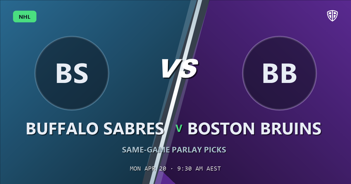 Buffalo Sabres vs Boston Bruins Prediction & Same Game Parlay picks (Key Insights): Analytics Breakdown