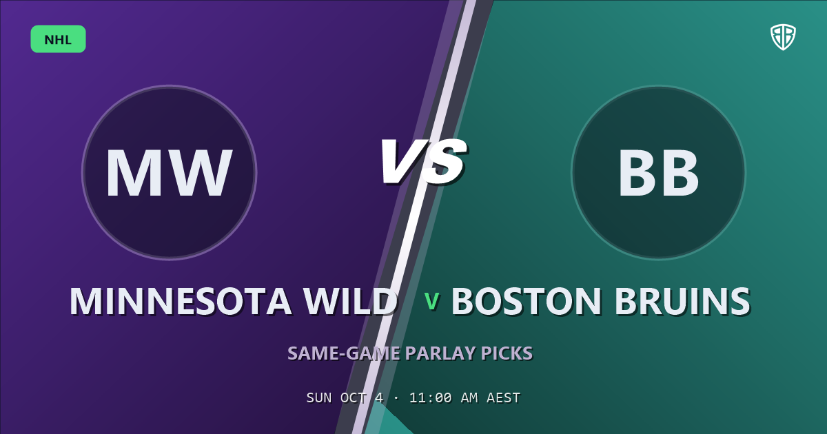 Minnesota Wild vs Boston Bruins Prediction & Same Game Parlay picks (Top SGP): Analytics Breakdown