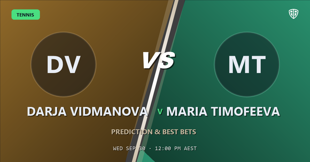 Darja Vidmanova vs Maria Timofeeva Prediction & Picks: Don't Miss These Odds