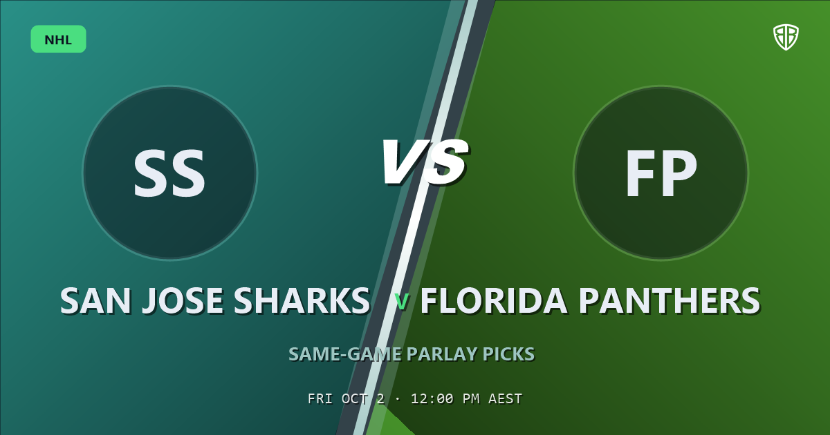 San Jose Sharks vs Florida Panthers Prediction & Same Game Parlay picks (Key Insights): Don't Miss These Odds
