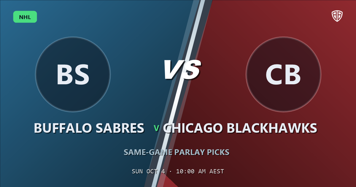 Buffalo Sabres vs Chicago Blackhawks Prediction & Same Game Parlay picks (Key Insights): Smart Betting Angles