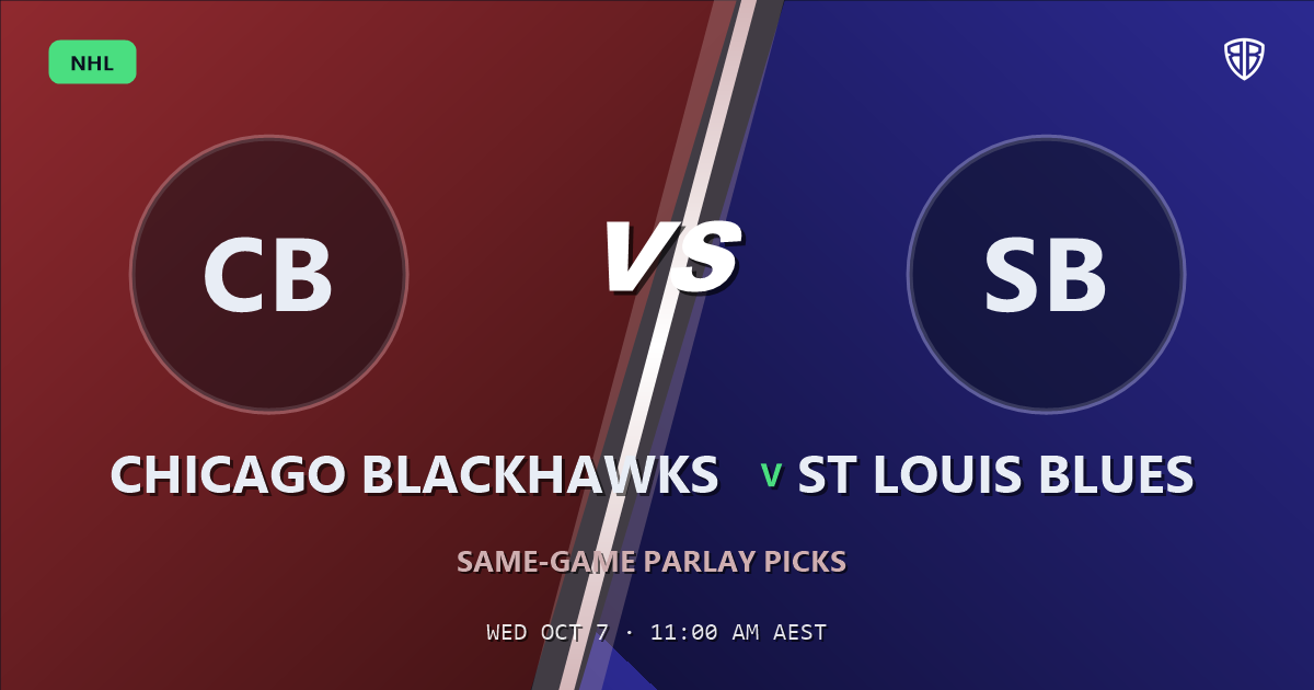 Chicago Blackhawks vs St Louis Blues Prediction & Same Game Parlay picks (Value Parlay): High-Value Opportunity