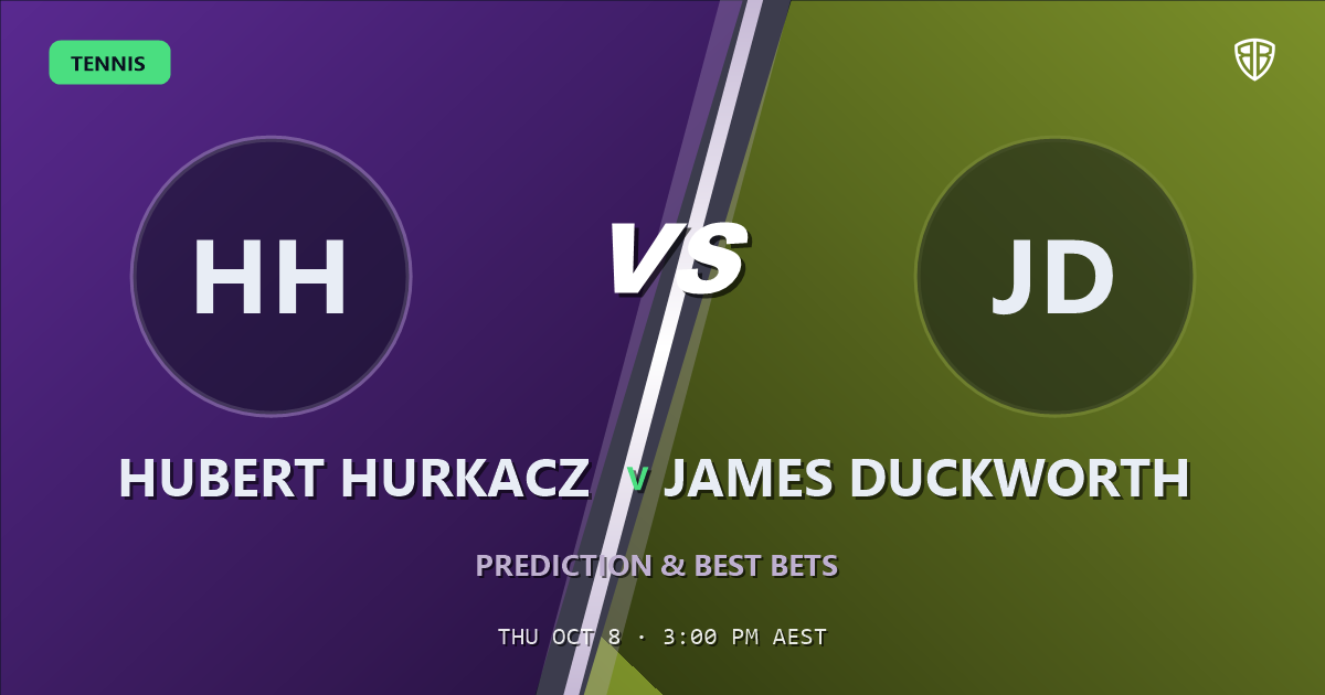 Hubert Hurkacz vs James Duckworth Prediction & Picks, October 8, 2026