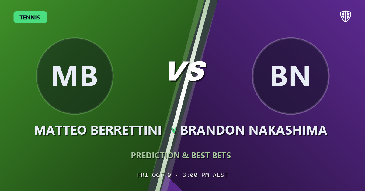 Matteo Berrettini vs Brandon Nakashima Prediction & Picks, October 9, 2026