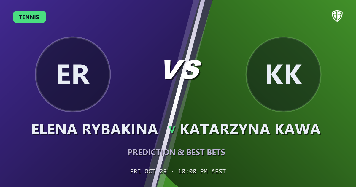 Elena Rybakina vs Katarzyna Kawa Prediction & Picks, October 23, 2026