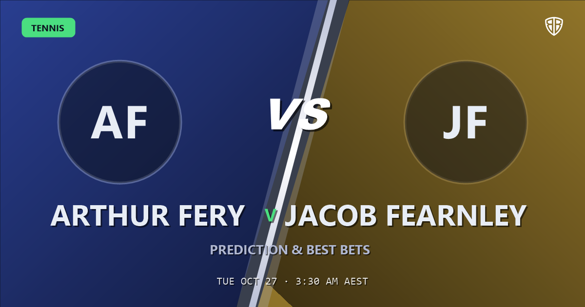 Arthur Fery vs Jacob Fearnley Prediction & Picks, October 26, 2026