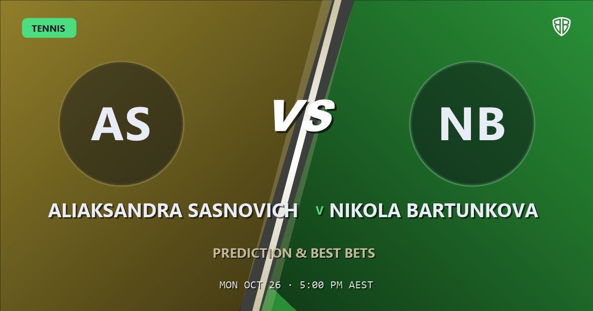 Aliaksandra Sasnovich vs Nikola Bartunkova Prediction & Picks, October 26, 2026