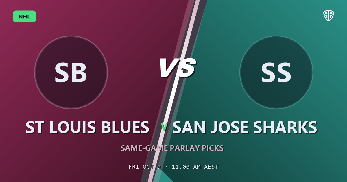 St Louis Blues vs San Jose Sharks Prediction & Same Game Parlay picks (Key Insights): Analytics Breakdown