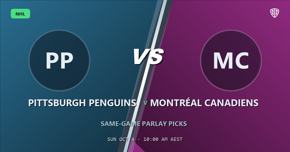 Pittsburgh Penguins vs Montréal Canadiens Prediction & Same Game Parlay picks (Key Insights): Don't Miss These Odds