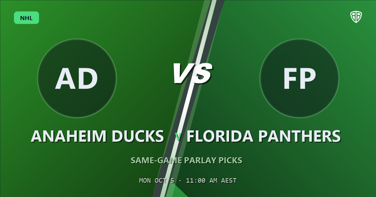 Anaheim Ducks vs Florida Panthers Prediction & Same Game Parlay picks (Value Parlay): Analytics Breakdown