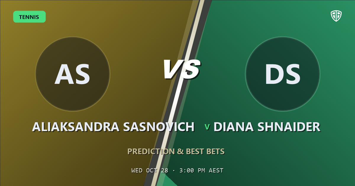 Aliaksandra Sasnovich vs Diana Shnaider Prediction & Picks, October 28, 2026