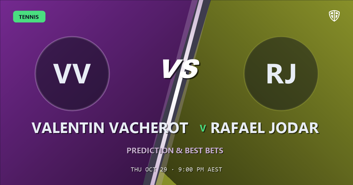 Valentin Vacherot vs Rafael Jodar Prediction & Picks, October 29, 2026