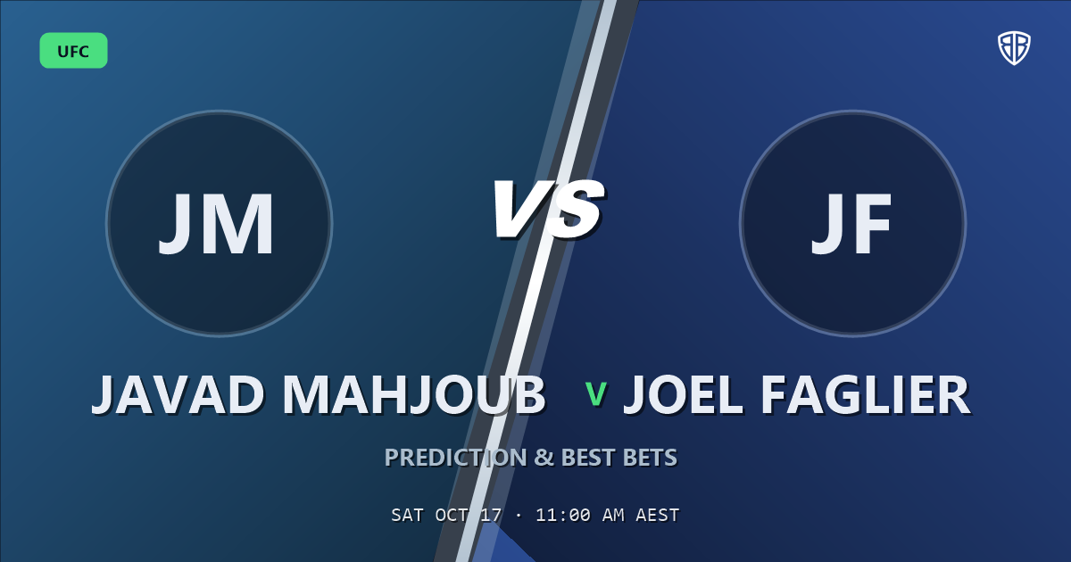 UFC news: Javad Mahjoub vs Joel Faglier Prediction & Picks: Smart Betting Angles