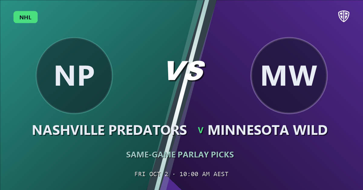 Nashville Predators vs Minnesota Wild Prediction & Same Game Parlay picks (Top SGP): Analytics Breakdown