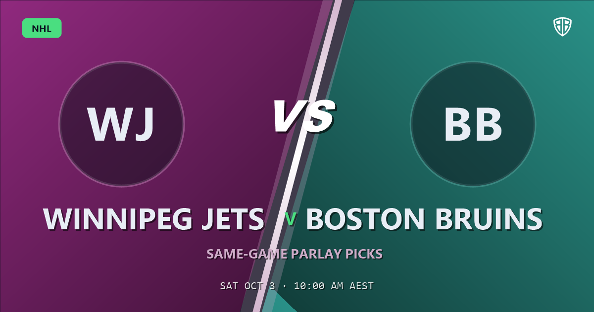 Winnipeg Jets vs Boston Bruins Prediction & Same Game Parlay picks (Value Parlay): High-Value Opportunity