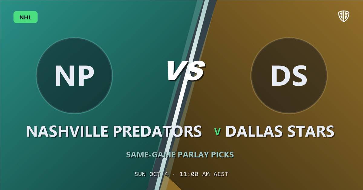 Nashville Predators vs Dallas Stars Prediction & Same Game Parlay picks (Key Insights): Smart Betting Angles