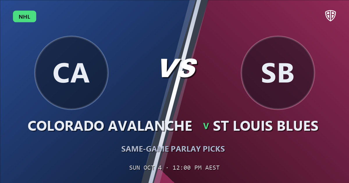 Colorado Avalanche vs St Louis Blues Prediction & Same Game Parlay picks (Top SGP): Don't Miss These Odds