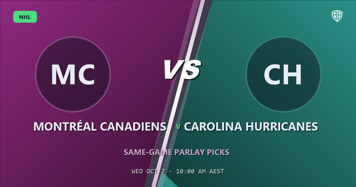 Montréal Canadiens vs Carolina Hurricanes Prediction & Same Game Parlay picks (Key Insights): High-Value Opportunity