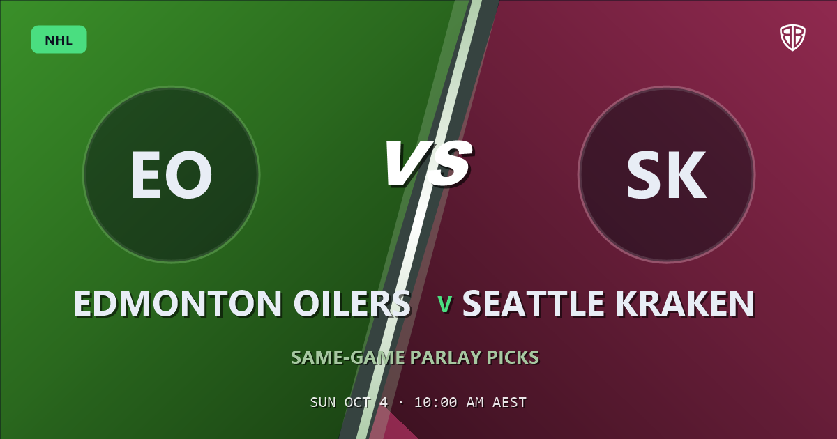 Edmonton Oilers vs Seattle Kraken Prediction & Same Game Parlay picks (Top SGP): Don't Miss These Odds