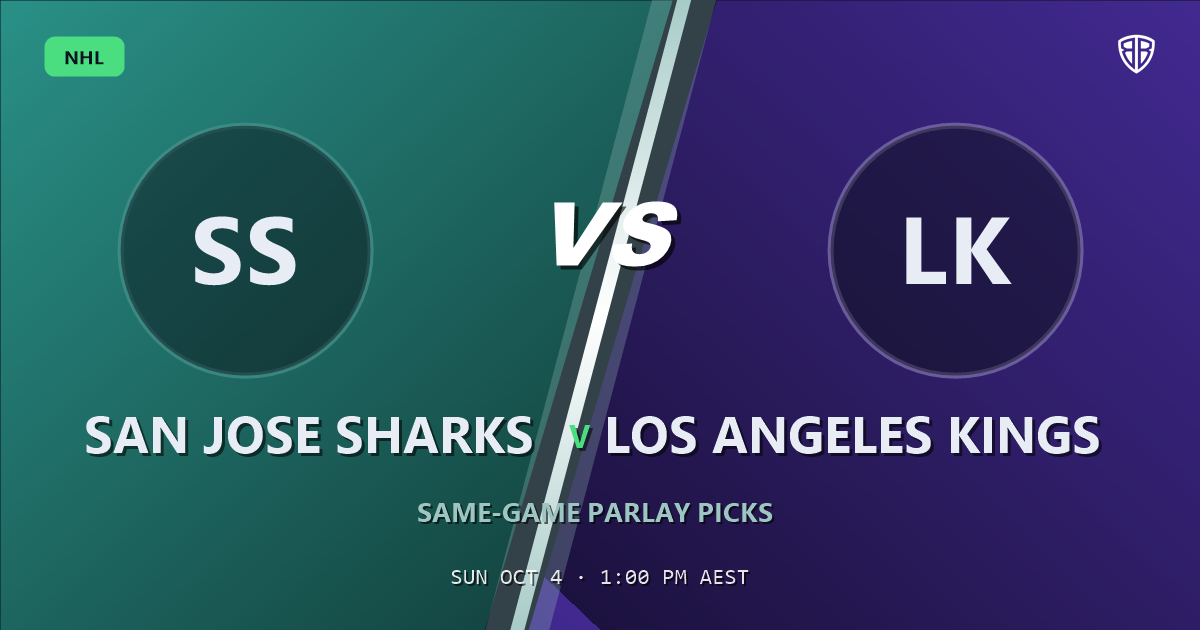 San Jose Sharks vs Los Angeles Kings Prediction & Same Game Parlay picks (Value Parlay): Smart Betting Angles