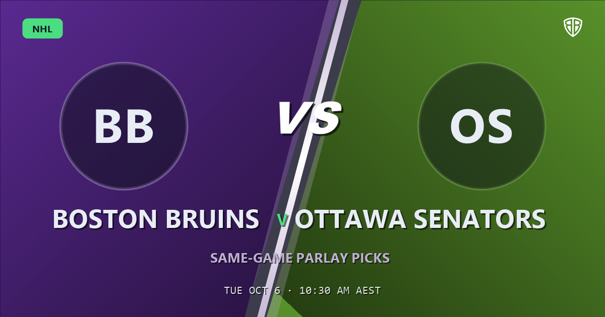 Boston Bruins vs Ottawa Senators Prediction & Same Game Parlay picks (Key Insights): Don't Miss These Odds