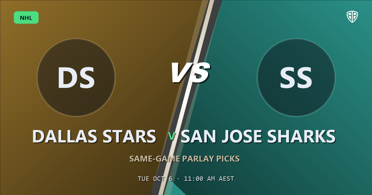 Dallas Stars vs San Jose Sharks Prediction & Same Game Parlay picks, October 5, 2026