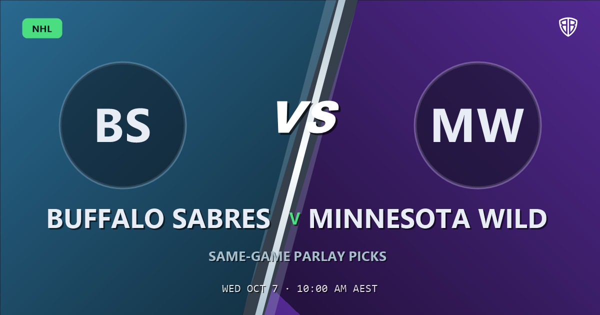 Buffalo Sabres vs Minnesota Wild Prediction & Same Game Parlay picks, October 6, 2026