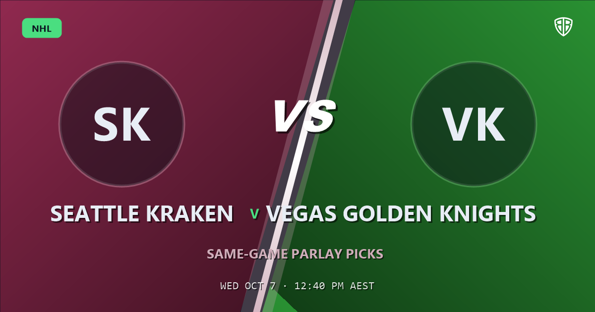 Seattle Kraken vs Vegas Golden Knights Prediction & Same Game Parlay picks, October 6, 2026