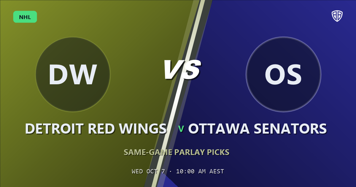 Detroit Red Wings vs Ottawa Senators Prediction & Same Game Parlay picks, October 6, 2026
