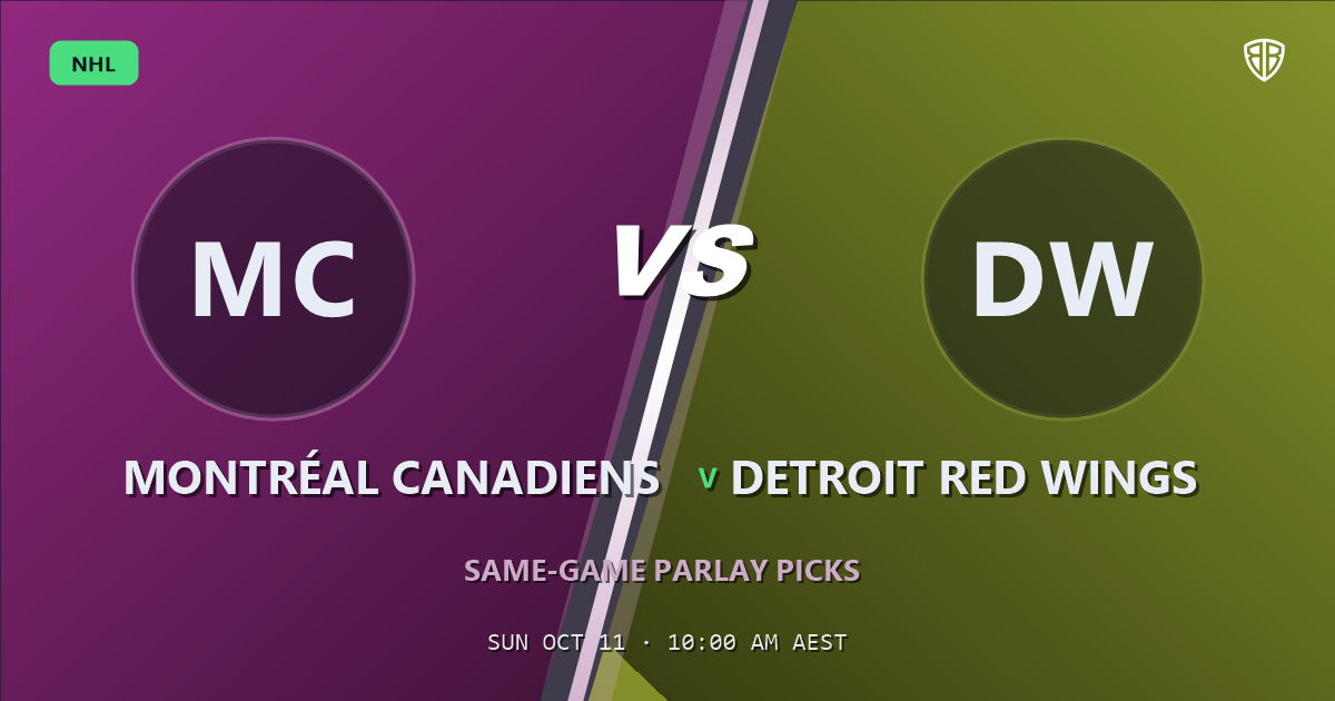 Montréal Canadiens vs Detroit Red Wings Prediction & Same Game Parlay picks, October 10, 2026