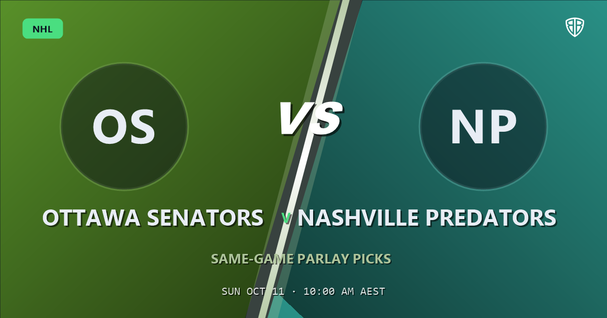 Ottawa Senators vs Nashville Predators Prediction & Same Game Parlay picks, October 10, 2026