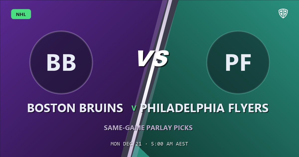 Boston Bruins vs Philadelphia Flyers Prediction & Same Game Parlay picks, December 20, 2026
