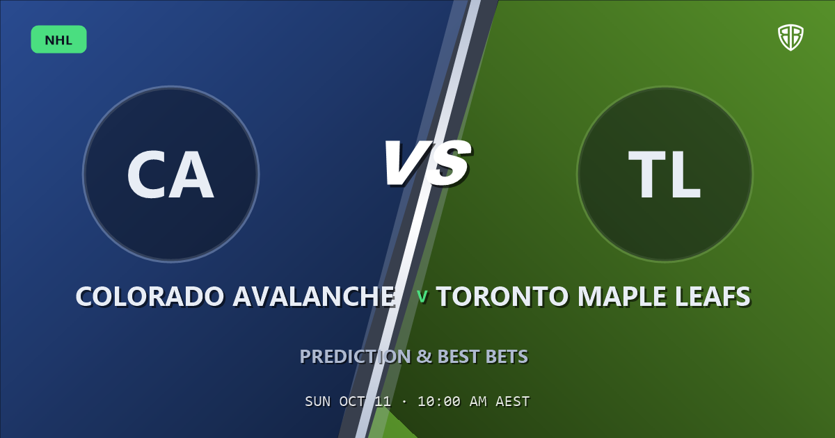 Colorado Avalanche vs Toronto Maple Leafs Prediction & Picks, October 10, 2026