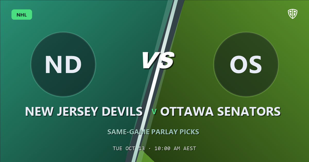 New Jersey Devils vs Ottawa Senators Prediction & Same Game Parlay picks, October 12, 2026