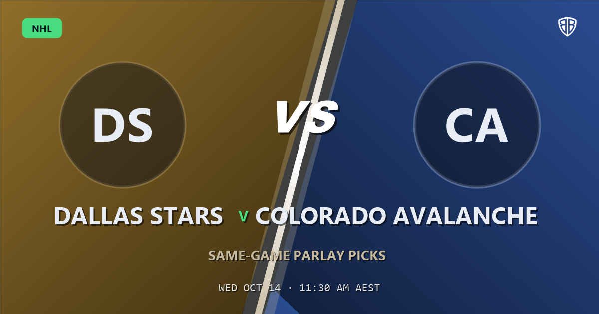 Dallas Stars vs Colorado Avalanche Prediction & Same Game Parlay picks, October 13, 2026