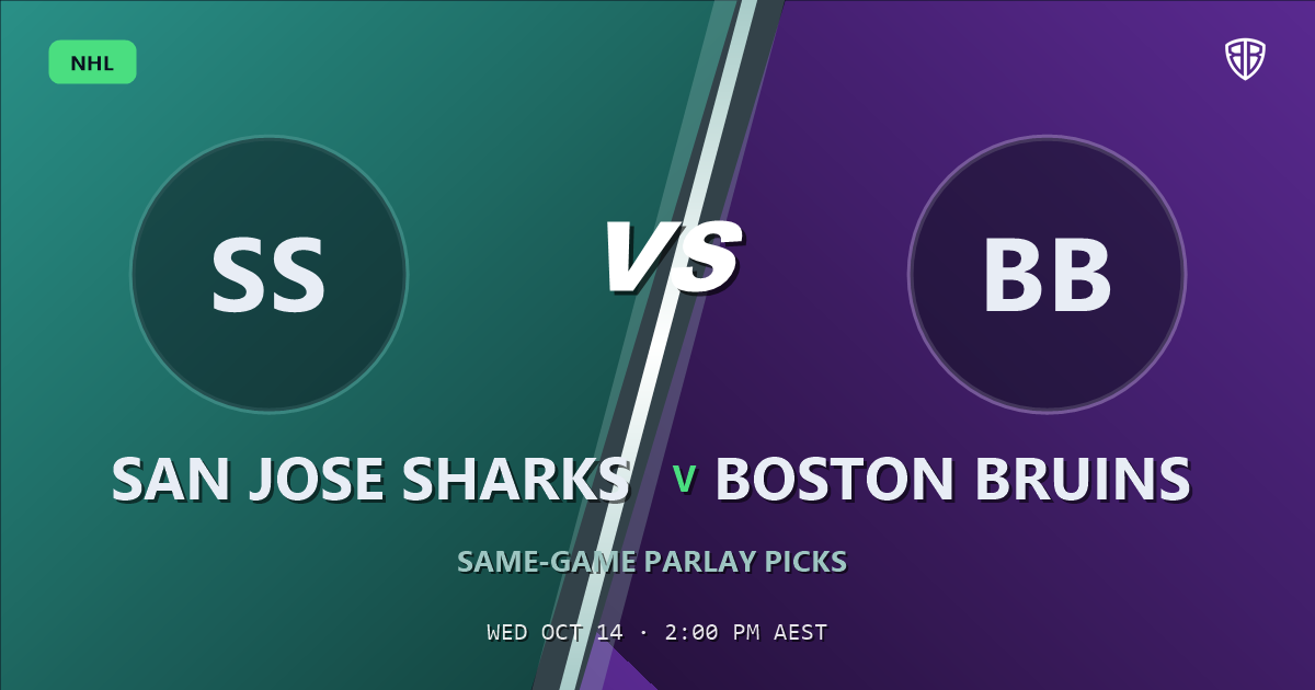 San Jose Sharks vs Boston Bruins Prediction & Same Game Parlay picks, October 13, 2026