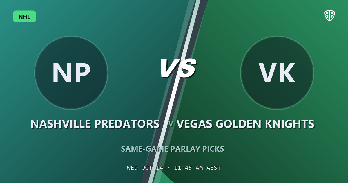 Nashville Predators vs Vegas Golden Knights Prediction & Same Game Parlay picks, October 13, 2026