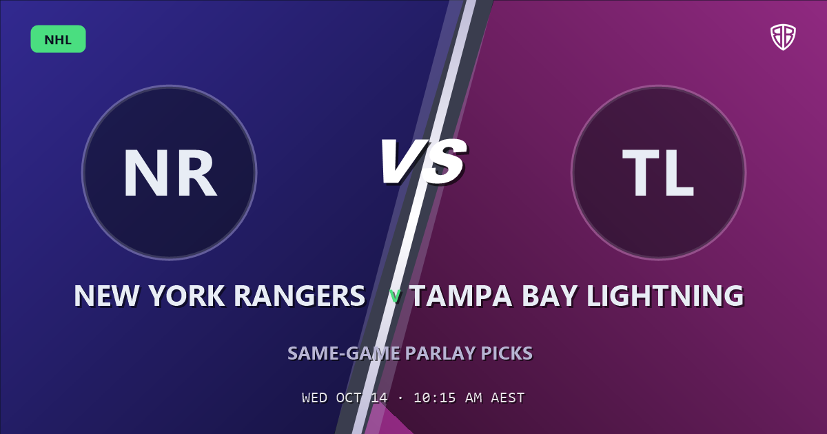 New York Rangers vs Tampa Bay Lightning Prediction & Same Game Parlay picks, October 13, 2026