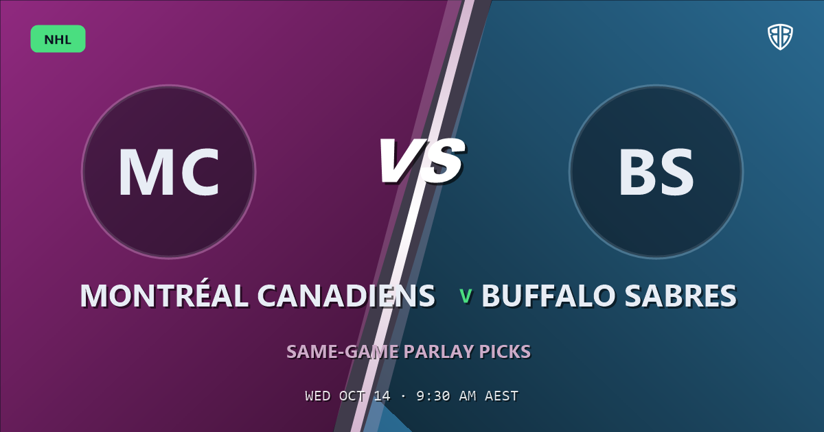 Montréal Canadiens vs Buffalo Sabres Prediction & Same Game Parlay picks, October 13, 2026