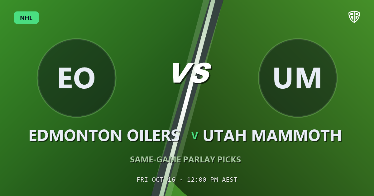 Edmonton Oilers vs Utah Mammoth Prediction & Same Game Parlay picks, October 15, 2026