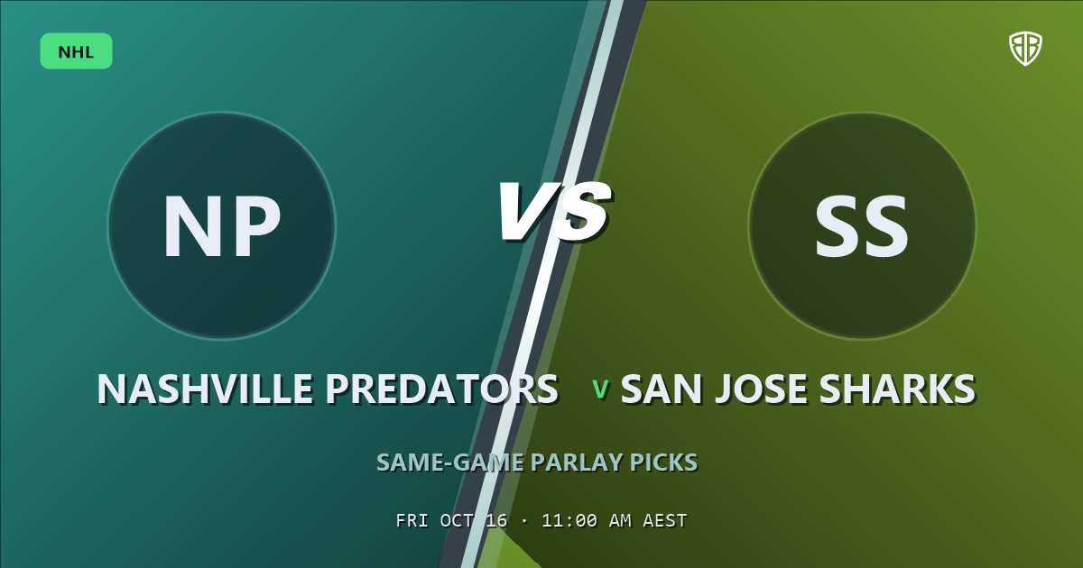 Nashville Predators vs San Jose Sharks Prediction & Same Game Parlay picks, October 15, 2026