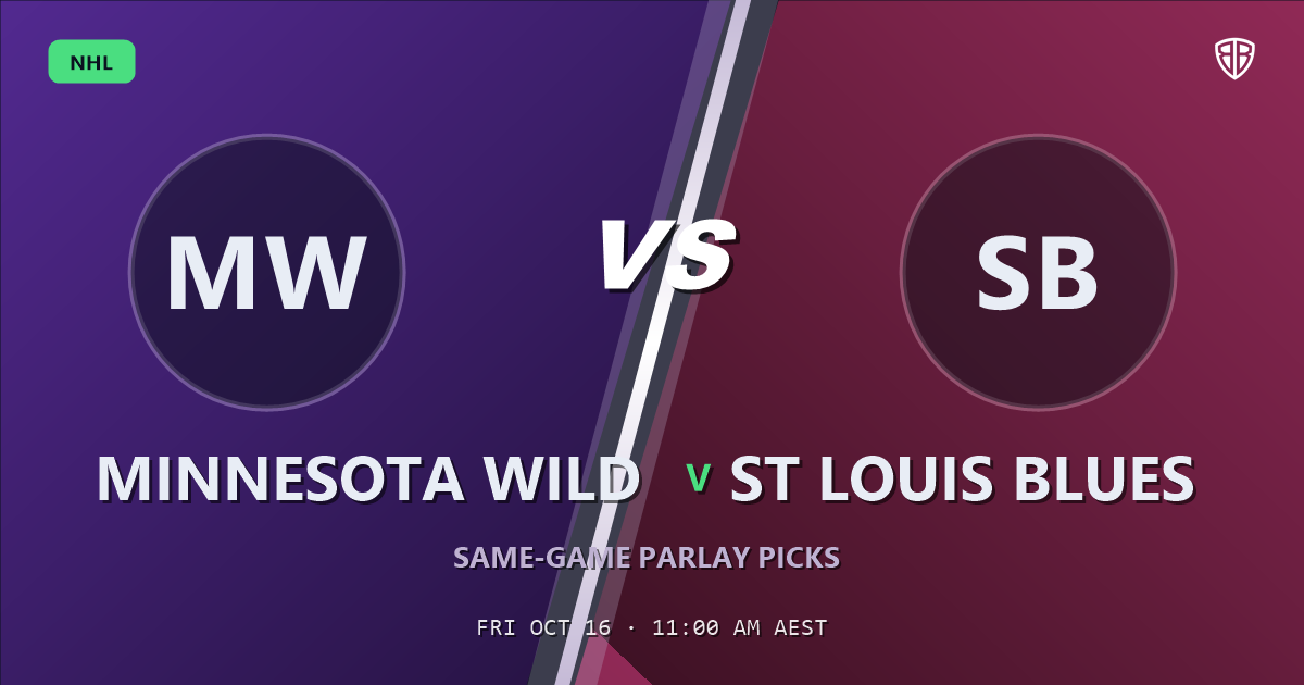 Minnesota Wild vs St Louis Blues Prediction & Same Game Parlay picks, October 15, 2026