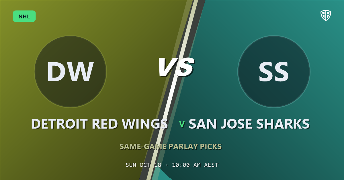 Detroit Red Wings vs San Jose Sharks Prediction & Same Game Parlay picks, October 17, 2026