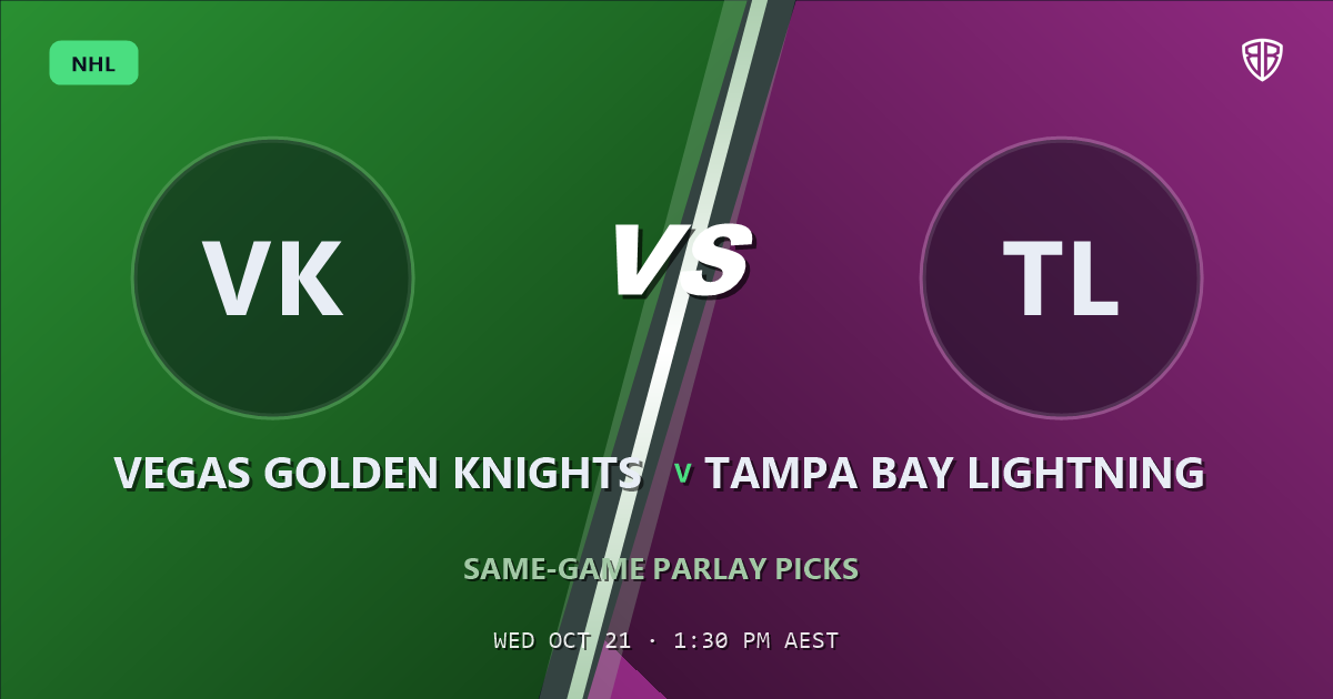 Vegas Golden Knights vs Tampa Bay Lightning Prediction & Same Game Parlay picks, October 20, 2026