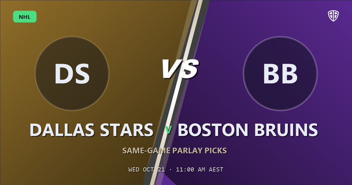 Dallas Stars vs Boston Bruins Prediction & Same Game Parlay picks, October 20, 2026