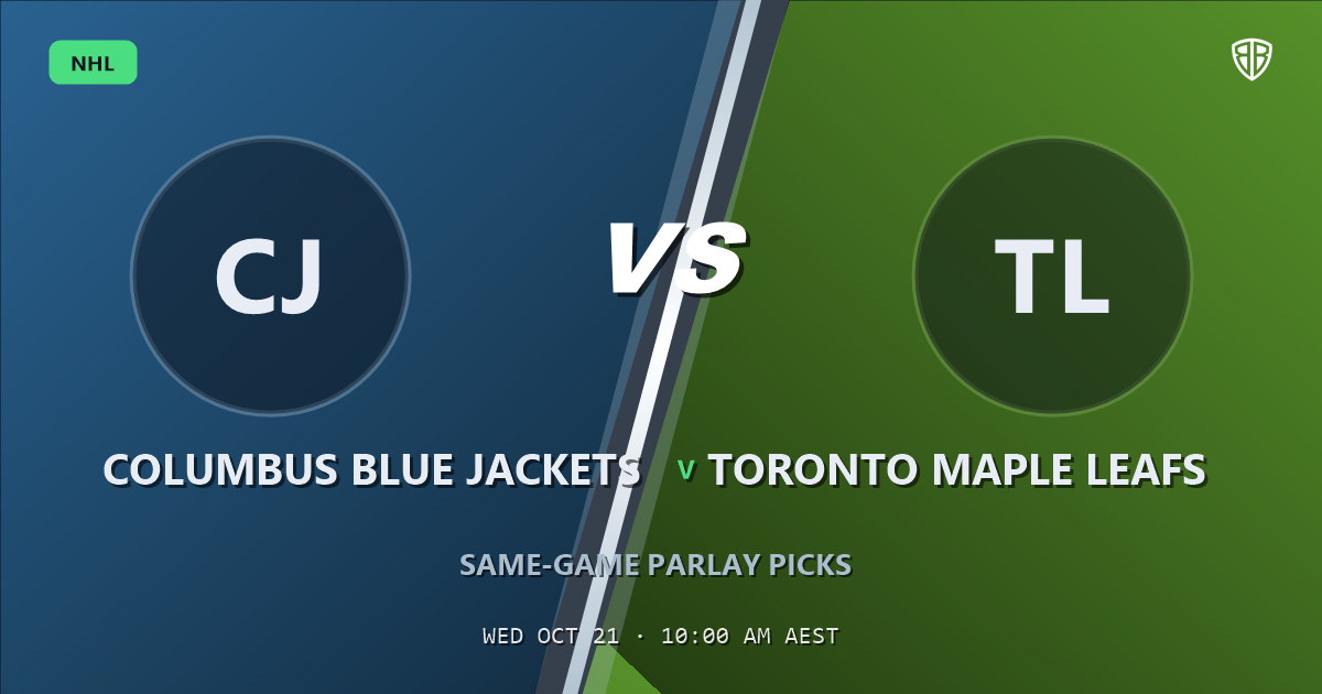 Columbus Blue Jackets vs Toronto Maple Leafs Prediction & Same Game Parlay picks, October 20, 2026