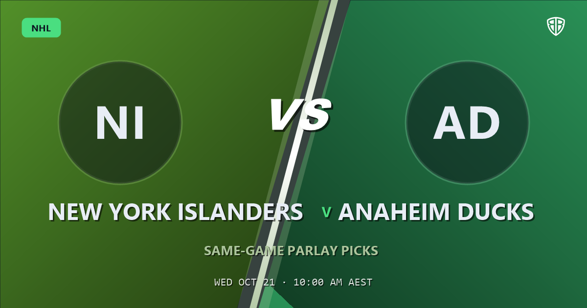 New York Islanders vs Anaheim Ducks Prediction & Same Game Parlay picks, October 20, 2026