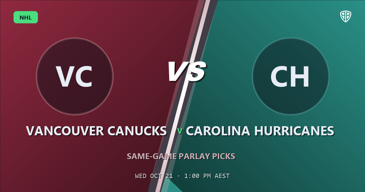 Vancouver Canucks vs Carolina Hurricanes Prediction & Same Game Parlay picks, October 20, 2026