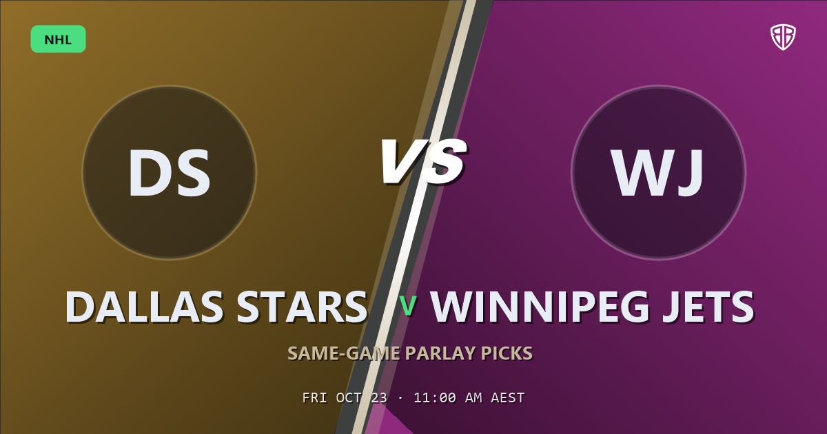 Dallas Stars vs Winnipeg Jets Prediction & Same Game Parlay picks, October 22, 2026